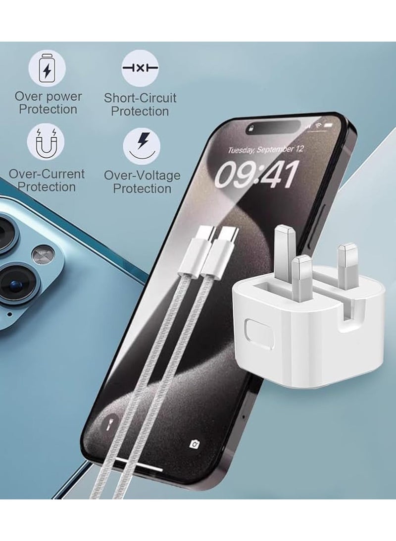 35W Fast Charger with iPhone Head - 1m Type-C Cable, for iPhone 16 Pro Max/15 Pro Max/iPad Air 4/5 10th Gen, Samsung Galaxy and Android - White, USB Type-C - Image 4